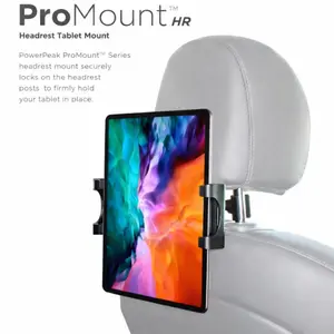 PowerPeak ProMount Car Headrest Tablet Mount – Adjustable Holder for 5.25" to 12" Tablets