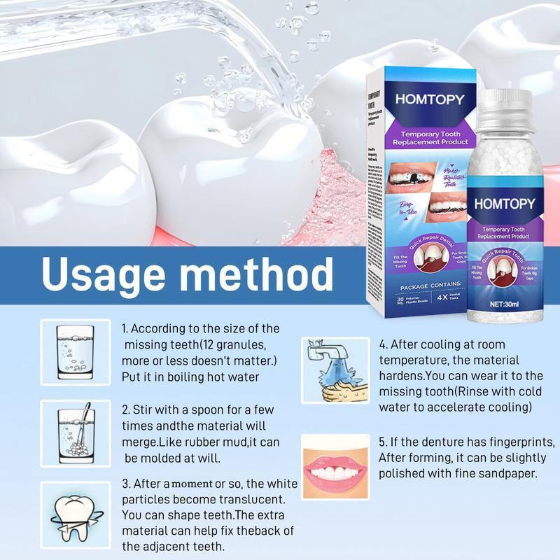 Moldable Dental Gel,Dentures Temporary Fillings,Temporary Tooth Filling,Denture Kit,Oral false tooth fake,Denture,Restoration Beads