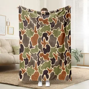 Camouflage Pattern Flannel Blanket, 1 Count Soft Comfortable Warm Napping Throw Blanket, Cool Bedroom Bedding Blankets for Home Office Travel Camping