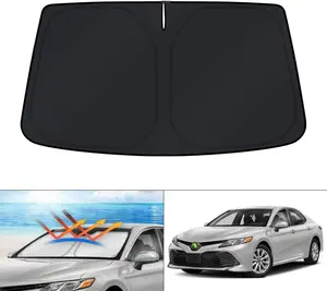 Canvcle Custom Fit Windshield Sun Shade for Toyota Camry 2007-2025 Full Coverage Foldable Sun Visor Protector Blocks 99% UV Rays Keeps Car Cooler