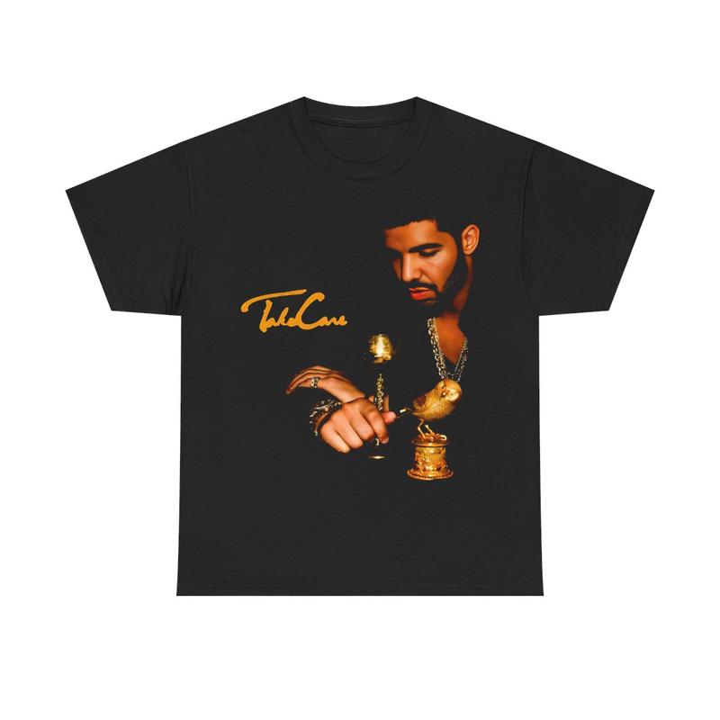 Drake Vintage Hip Hop Rap Shirt Streetwear Music Inspired Shirt For Take Care Fan Casual Classic Cotton Menswear Retro T-Shirt Top Comfy Graphic Smooth Tee Underwear Tshirt Shortsleeve