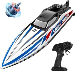 DEERC Fast Brushless RC Boat, 30+ mph 3S Remote Control Racing Boats with Metal Servo & LED Light, 2.4Ghz Speed Boat, Summer Pool Toy Gift Durable