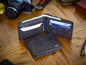 Gift for Dad, Personalized Leather Wallet, Handmade Bifold Wallet, Card Holder minimalist wallet