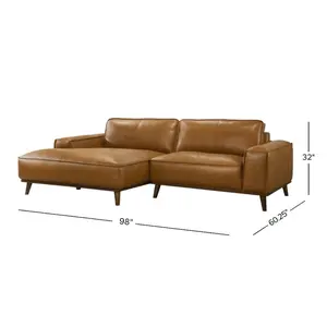 Clifton Beige Leather Sectional Sofa Left Facing Chaise Clifton Beige Leather Sectional Sofa Left Facing Chaise