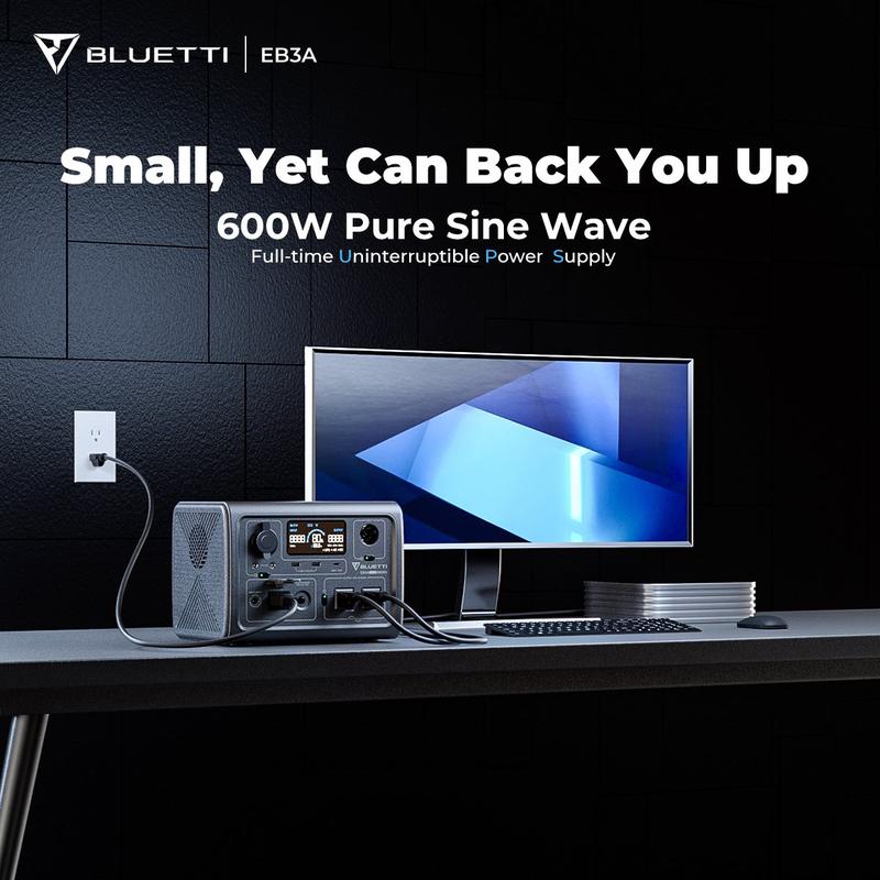 BLUETTI EB3A Portable Generator,600W Solar Generator, 268Wh LiFePO4 Power Station for Camping, Home Use, Emergency