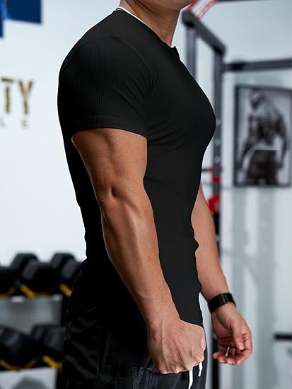 ELENCOCO Set of 2 Men's Plain Muscle Slim V-Neck Short Sleeve T-Shirt for Daily Outdoor Wear, Casual Athletic Wear, and Gym Workout Outdoorfun，Father's Day gift，Tiktok shop deals,Gifts for him,Valentines day outfit SpringStatements