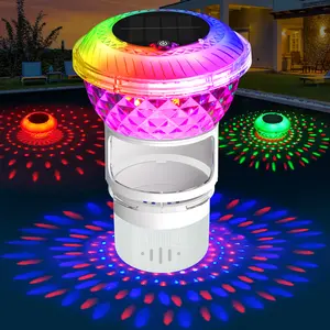 Pool Chlorine Floater with Marquee Light,Color-Changing Chlorine Floater with Button Control,Floating chlorines Dispenser for Pool,Adjustable Release Solar chlorines floaters for Hot Tub,White