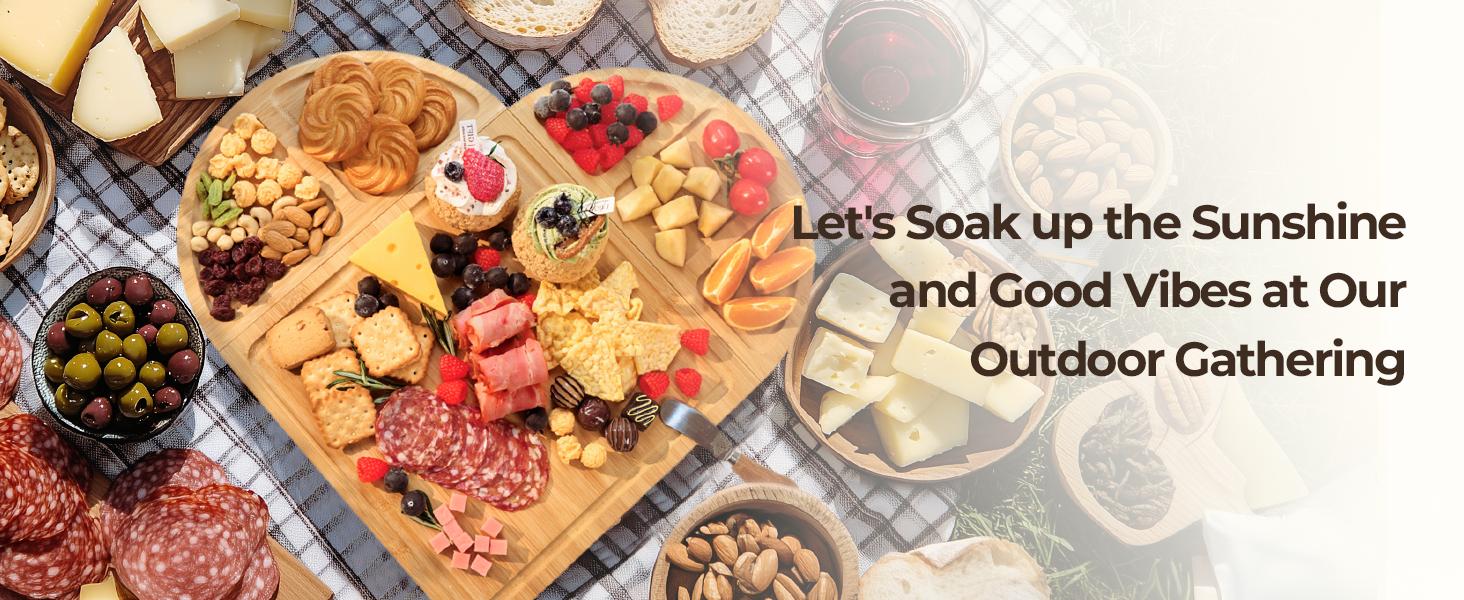 【NewYear2026】Party-Ready Charcuterie Board|Features Magnetic Modular Design Easily Creates Heart, Circle & Square Layouts|Perfect for Gatherings, Picnics,Valentine’s Day Gift