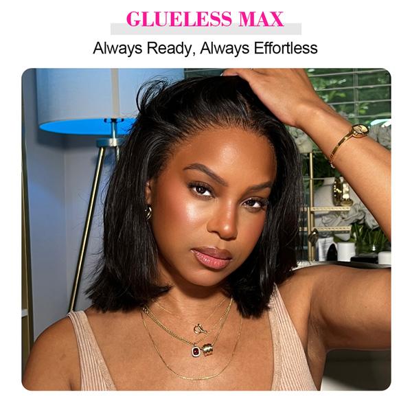 Yaki Straight Wear Go Pre-Layered Cut Bob Wig Pre Cut Glueless HD T Part Lace Front Wig Natural Black Deep Part Lace Glueless Wig #TikTokShopBacktoSchool