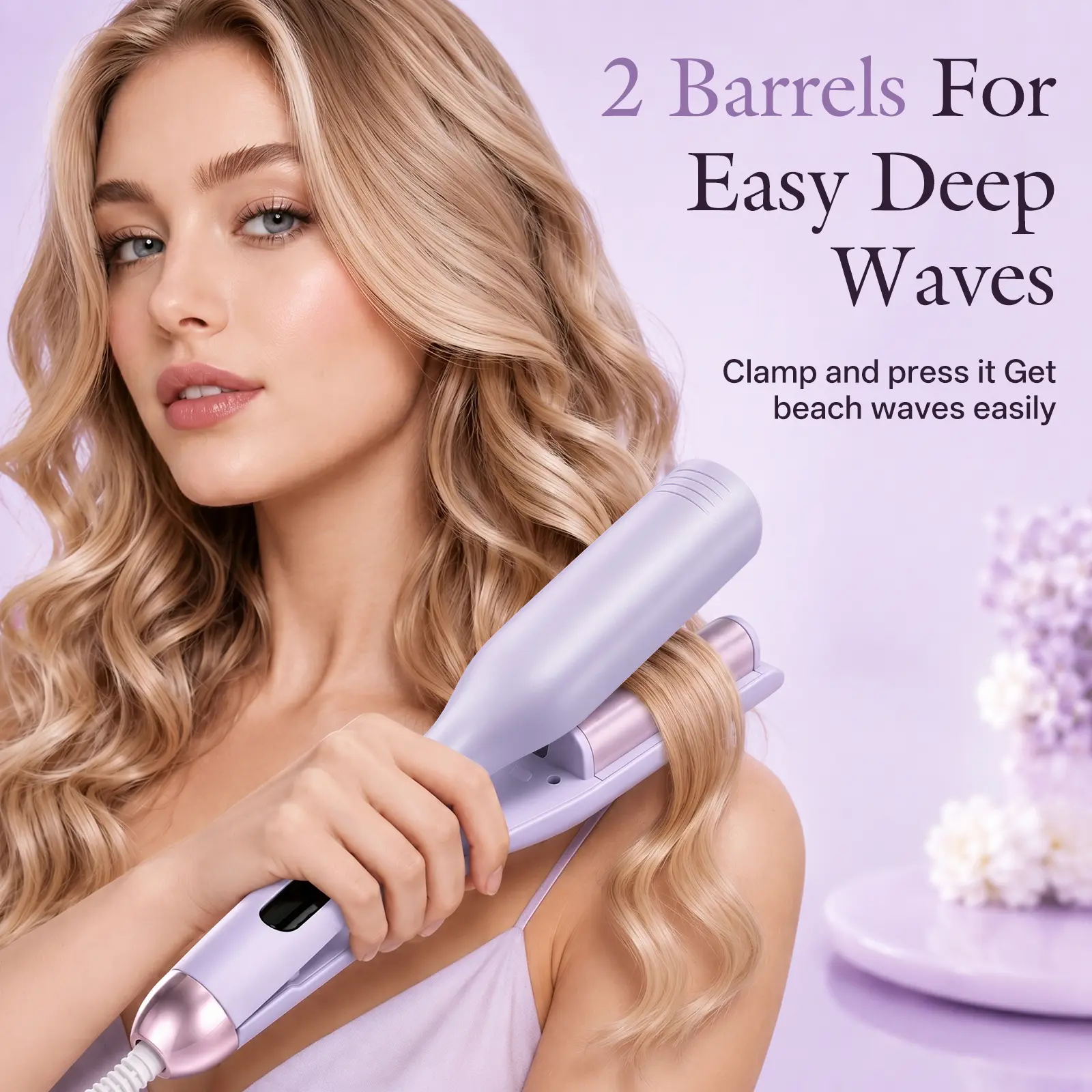 32mm Wave Curling Iron & Hair Waver Crimper for Long-Lasting Bouncy Curls, Volumizing Beachy Waves, and Crimped Hair, Thermal Hair Styler