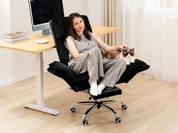 HOMRELEXA Big & Tall Office Chair with Flip Armrests for Pets & Cross Legged Sitting Premium Tech Fabric Wide Seat Reclining Desk Chair Executive Ergonomic Computer Gaming Chair with Foot, Rest premium tech fabric wide seat