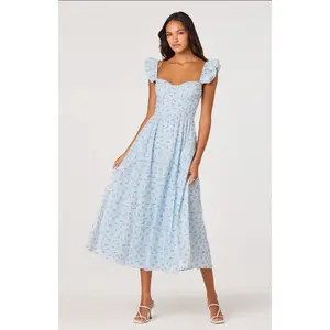 Wedelia Ruffle Strap Eyelet Corset Midi Dress