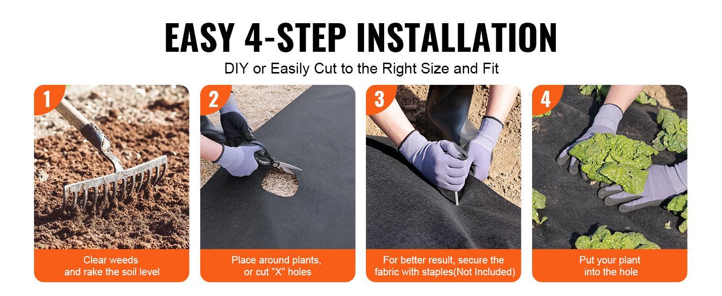 VEVOR Driveway Fabric, TikTokShopBlackFriday, Non-Woven Geotextile Fabric Heavy Duty  High Strength Material with Strong Tear and Corrosion Resistance, Ground Cover Weed Control Fabric, Weed Barrier Fabric, Landscape Fabric