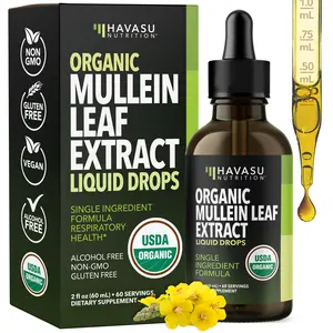 Mullein Drops for Lungs - USDA Organic Mullein Leaf Extract - Respiratory Health and Lung Support Supplement - 2 Fl Oz - Vegan, Non-GMO, and Alcohol Free Formula - Herbal Tincture - 2 Month Supply