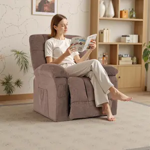 Single Sofa Recliner Chair – Plush Tufted Fabric Single Seater Sofa, Comfortable Padded Seat, Backrest & Armrests for Relaxation, Smooth Reclining Mechanism (Adjustable Positions for Reading/Watching TV)