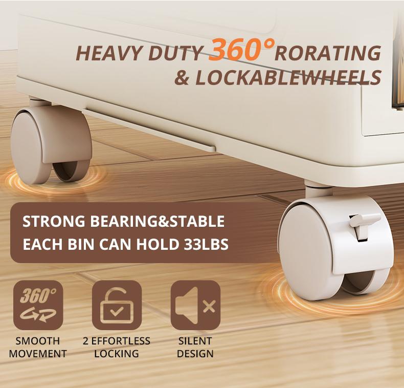 SPACIFY HOME Foldable Storage Bins 76QT with Lid, Magnetic Doors & Lockable Wheels, Stackable storage Boxes for Living Room, Office, Kitchen, Dorm