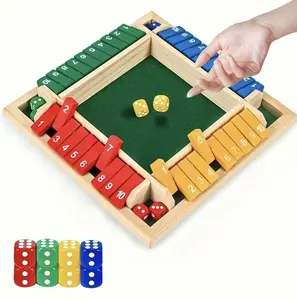 Hexagon Shut the Box 1-4Player Premium Wooden Board Game for Family Game Night Parties and Classroom Activities with Colorful Dice and Numbered Tiles