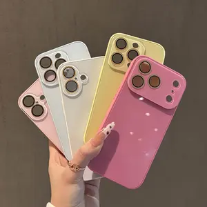 Phone Case: Fashionable Girl Rose Pink Glass Protective Case, Suitable for iPhone 17 Pro Max/16/15/14/13 Series Simple, Fashionable and Beautiful Phone Case 16 Apple Phone Case 15 New Model 14 Full Package Phone Case, a Must-have for Fashionista