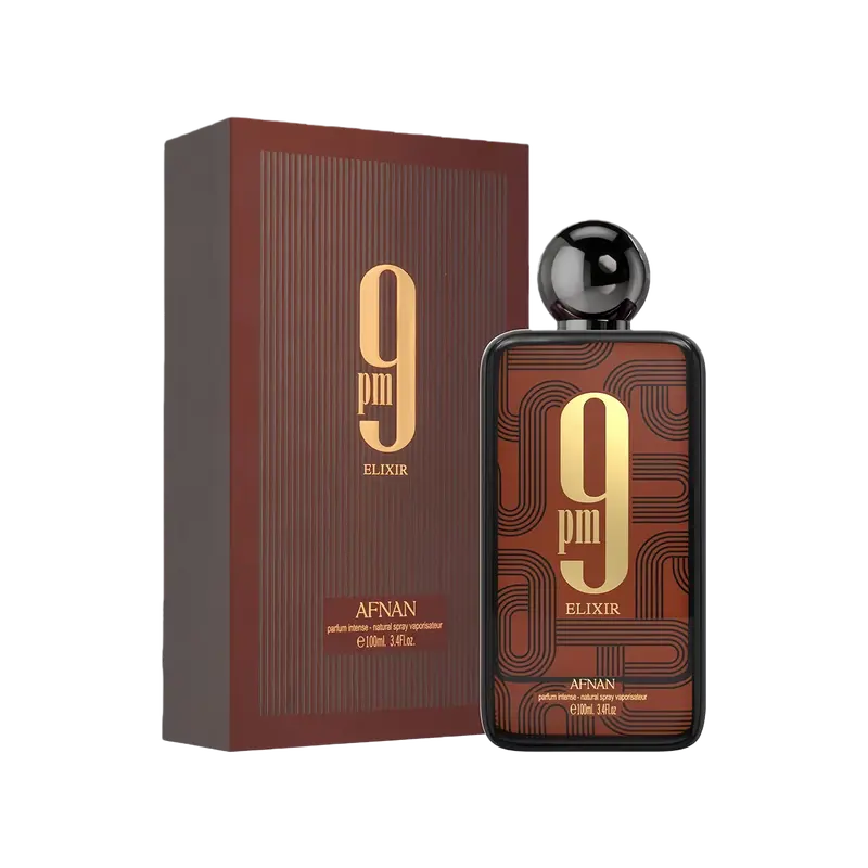 9 PM Elixir Unisex Extrait de Parfum 3.4 Fl. Oz 100ml Intense Long-Lasting Spicy-Woody-Amber Scent Profile Ultra-Concentrated Fragrance