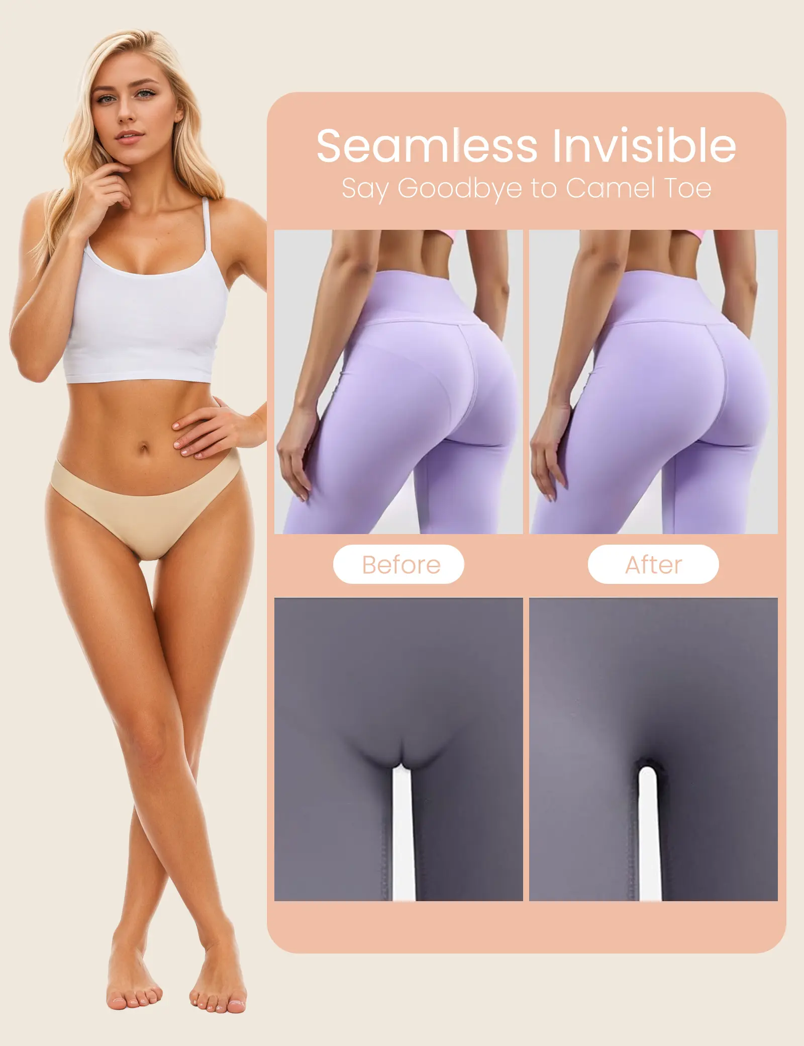 Camel Concealer Underwear Camel Cover Thong Seamless G-String Thongs Workout Underwear Anti Camels Cover Thongs