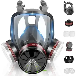 Gas Mask Survival Nuclear and Chemical, Full Face Gas Mask with Activated Carbon Filter outdoor