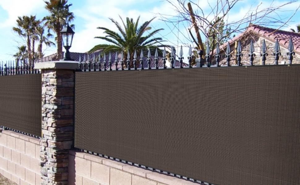 SUNNYGLADE 6 x 50 ft Privacy Screen Fence Mesh Shade Net Cover for Outdoor Wall Garden Yard Backyard with Grommets Copper Material Sun Protection