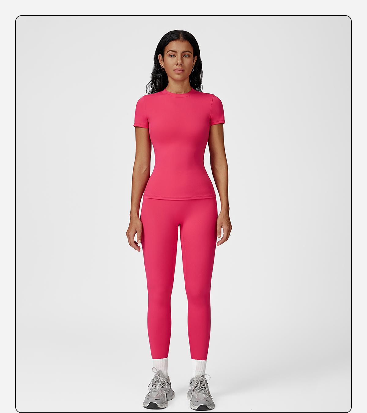 Women’s Solid Color Top & High Waist Leggings Sports Set by MFVIM - Casual, Comfortable, Breathable Two-Piece for Yoga, Gym, Workouts, Running, Ladies’ Gym Sportswear for All Seasons, Yoga Clothing Set,back to school,back to school haul