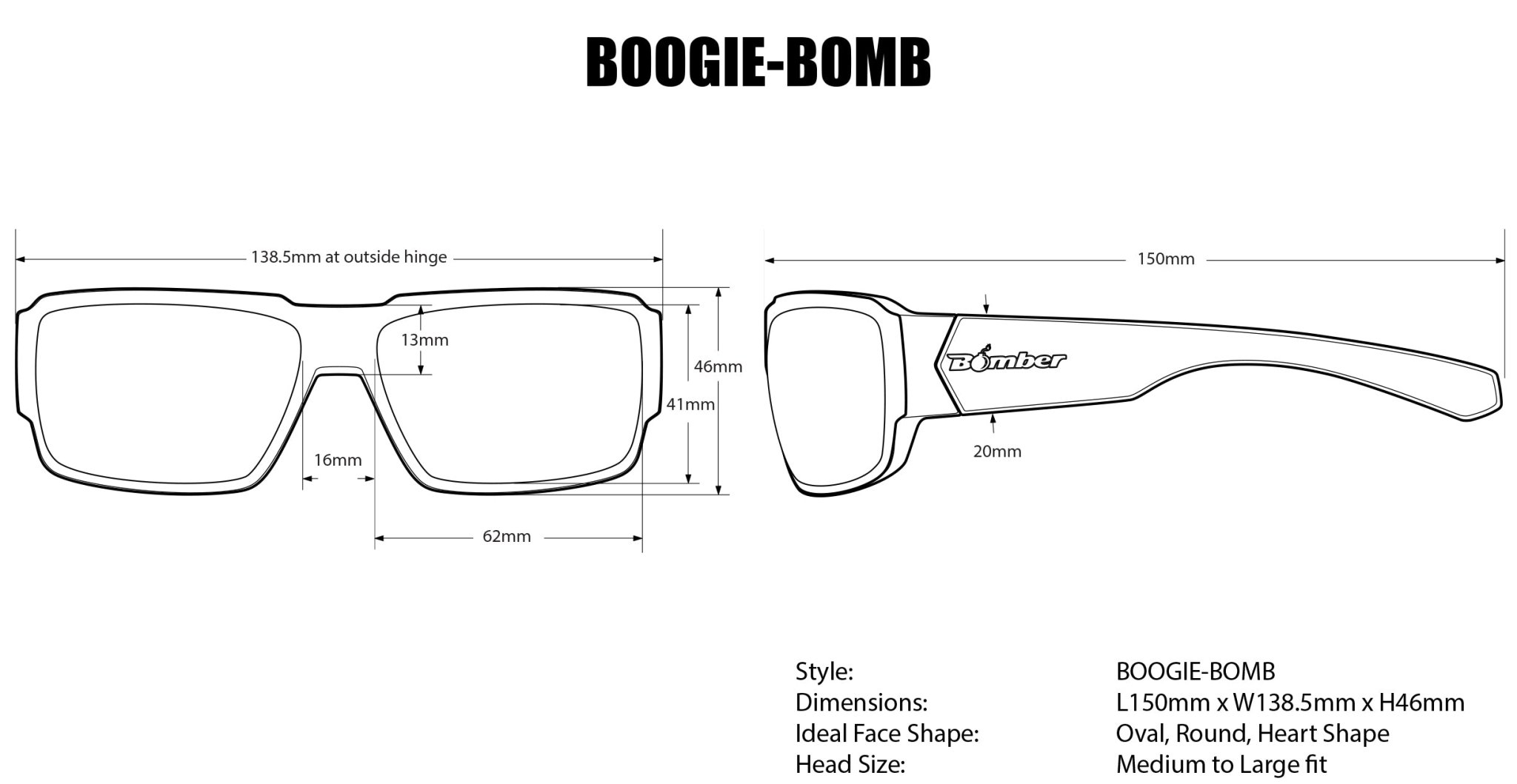BOOGIE BOMB ANSI Z87+ Safety Eyewear with Wide Frames Impact-Resistant Lenses UVA UVB Protection for Ultimate Protection