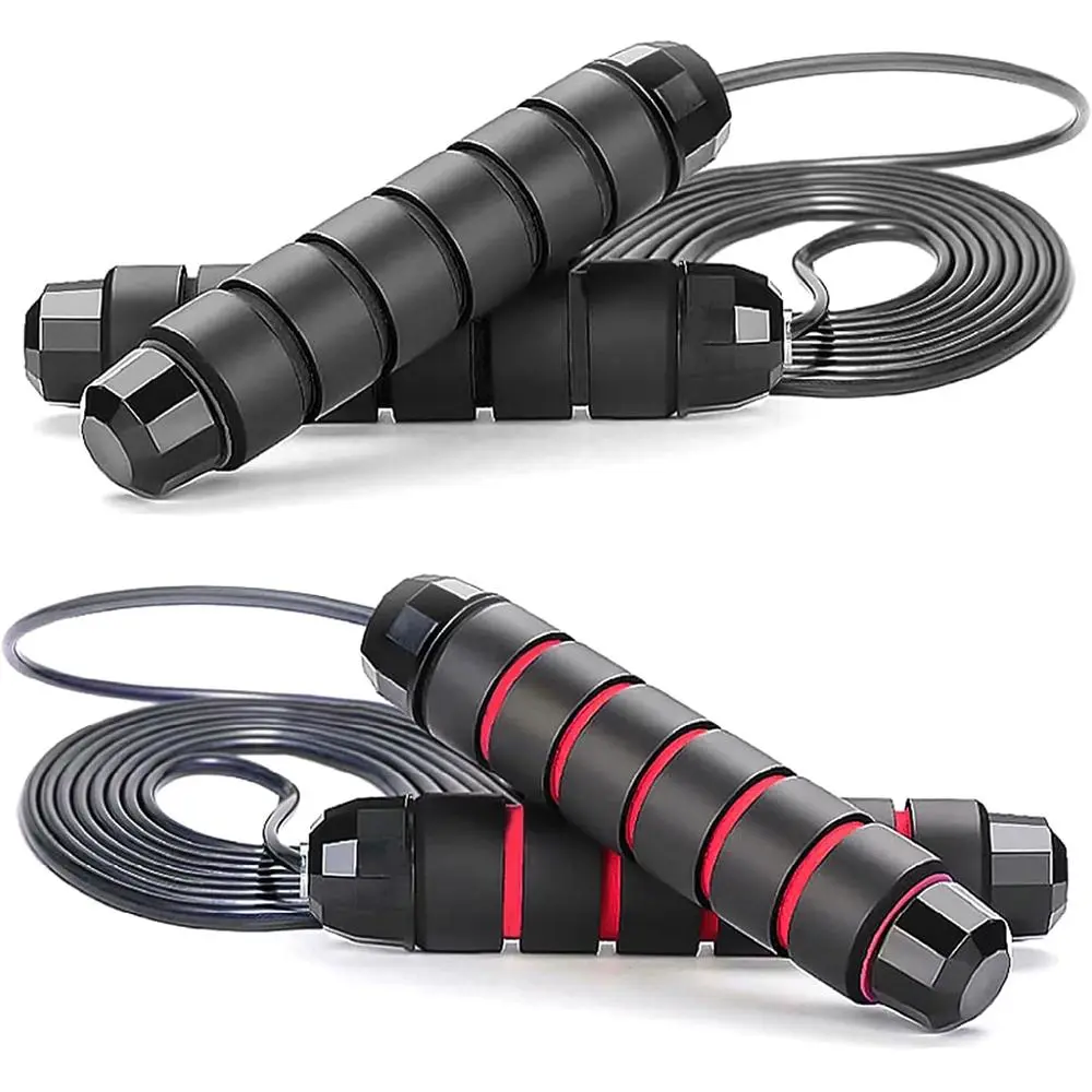 Digital Tracking Count Jump Rope Pack, Anti-Tangle Adjustable Steel Wire Cordless Skipping Rope with Full Spare Accessory Kit, Fitness Workout Equipment for Ab Training