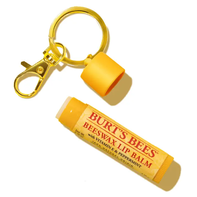 The Burt's Bees Balm Burt's Bees Balm Keychain | Premium Silicone Lip Balm Holder | Gold Keyring & Claw Clip | Fits Burt's Bees Lip Balms