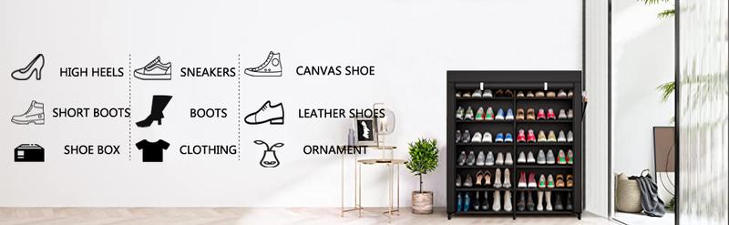 7 Tier Double Row Portable 42 Pair Shoe Rack Organizer Shelf Storage with Nonwoven Fabric Cover Shoe Cabinet for Closet Deals For You Days Water Proof