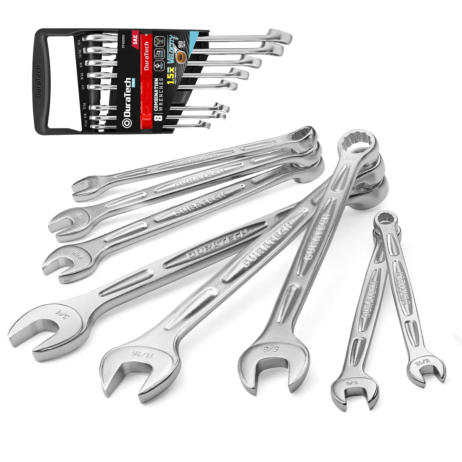 #backtoschool DURATECH 8-Pack Combination Wrenches Set, SAE 5/16" to 3/4",12-Point, with Wrench Organizer
