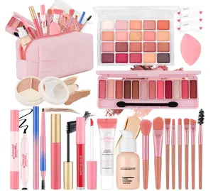 All In One Makeup Kit for Teen Girls Beginners with Foundation,Eyeshadow, Lipstick, Eyeliner, Mascara, Brushes, Bag, Travel Friendly MakeUp Gift Set, Birthday Gifts for Teen Girls, Graduation Gifts
