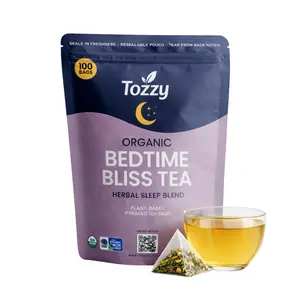 Tozzy Organic Bedtime Bliss Tea | 100 Count | Plant-Based Pyramid Tea Bags