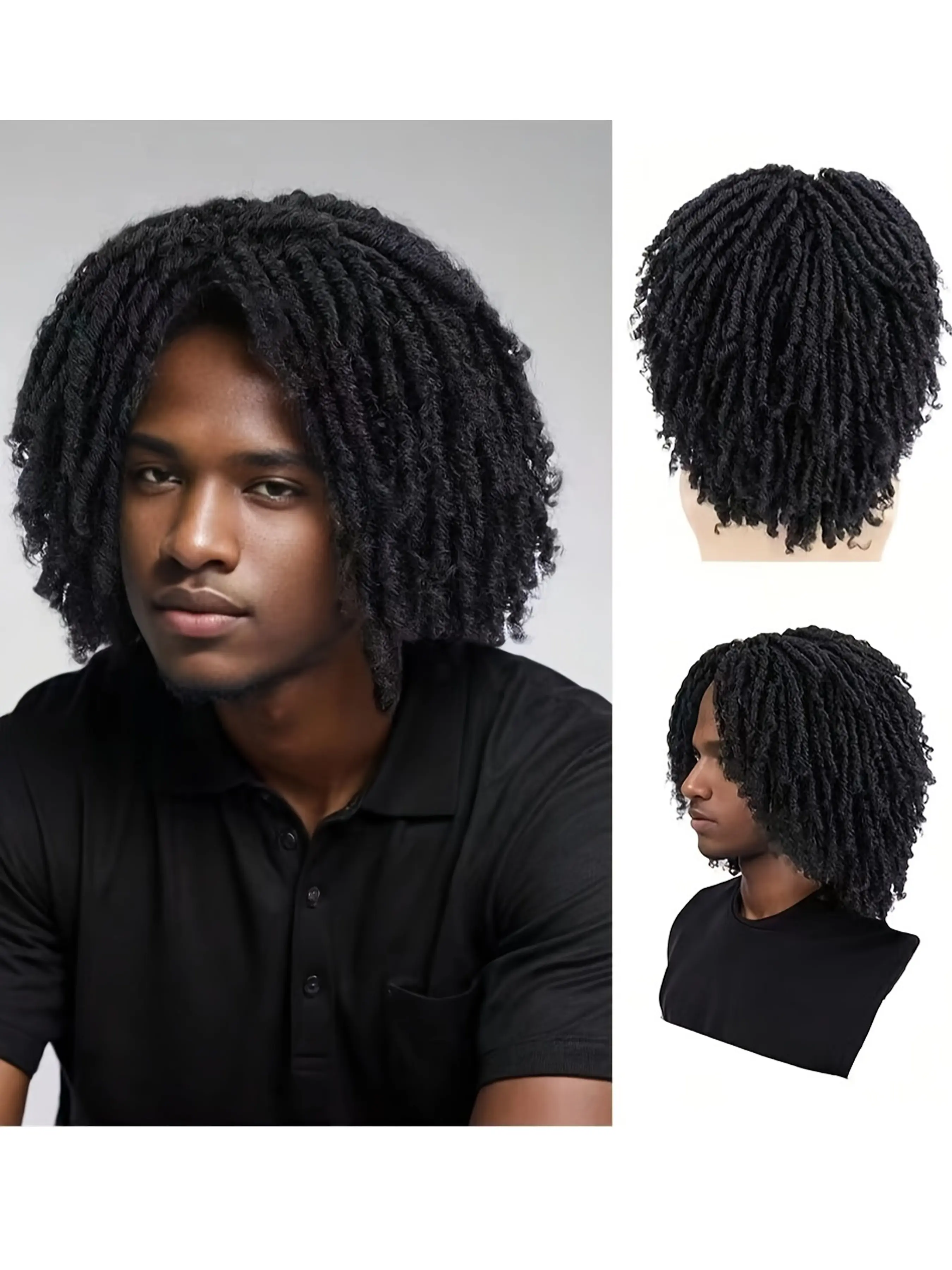 6 Inch Short Braided Dreadlock Wig for Men, Afro Curly Braided Bob Style with Crochet Twists, Layered & Breathable Synthetic Hair, Synthetic Braids, Braided Wigs, Braiding Wig
