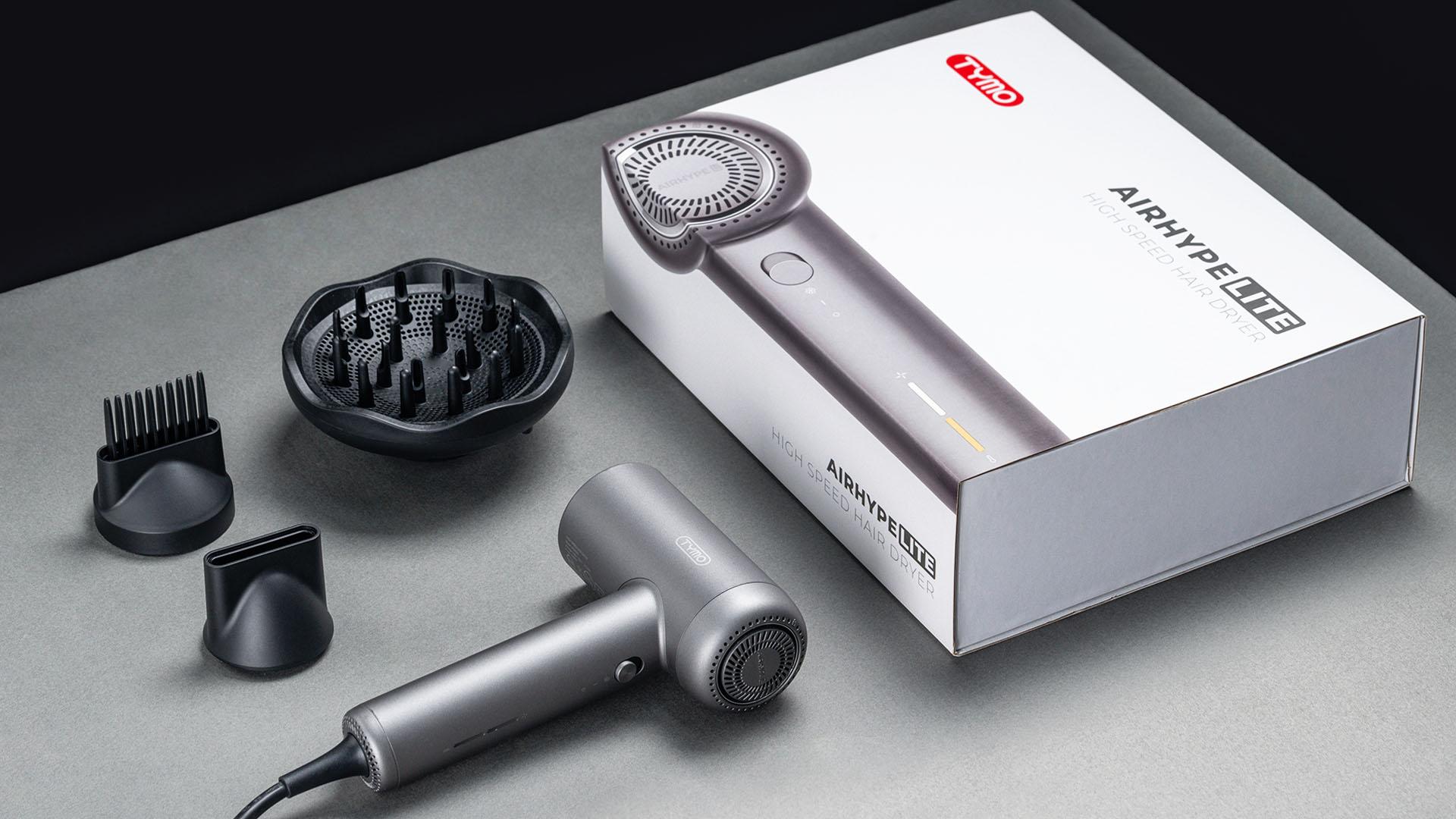 TYMO AIRHYPE LITE - Professional High-Speed Blow Dryer with 3 Nozzles & Comb, Fast Drying, 3 Speeds & 4 Temps, Low-Noise, Lightweight, New Year Holiday Gift Ready (Gift Box) - Hair Blower Brush