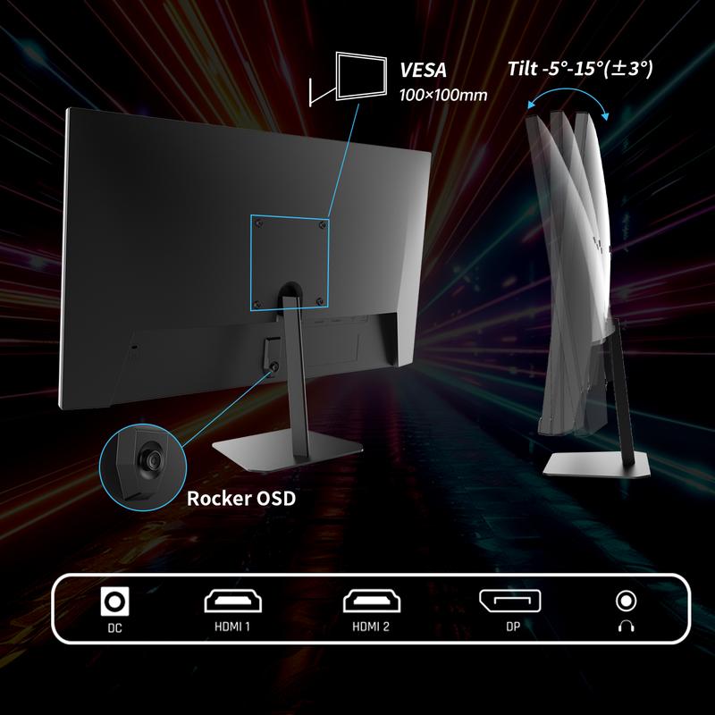 KTC 25" 180Hz FHD 1920*1080P Fast IPS Gaming Monitor, 128% sRGB Frameless Computer Monitor, HDR10, Adaptive Freesync & G-Sync, Eye Care PC Gamer Monitor, HDMIx2, DP, VESA Mountable, Tilt Adjustable, H25T7