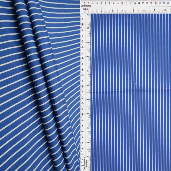 Classic Stripe Print Cotton Poplin Fabric, Stretch Woven Material for Casual Wear and Dressmaking, 57-58in Wide, Woven Texture