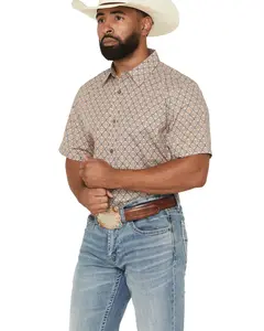 Gibson Trading Co Men's Floyd Geo Print Short Sleeve Button-Down Western Shirt - Gmsp26w4-Bl