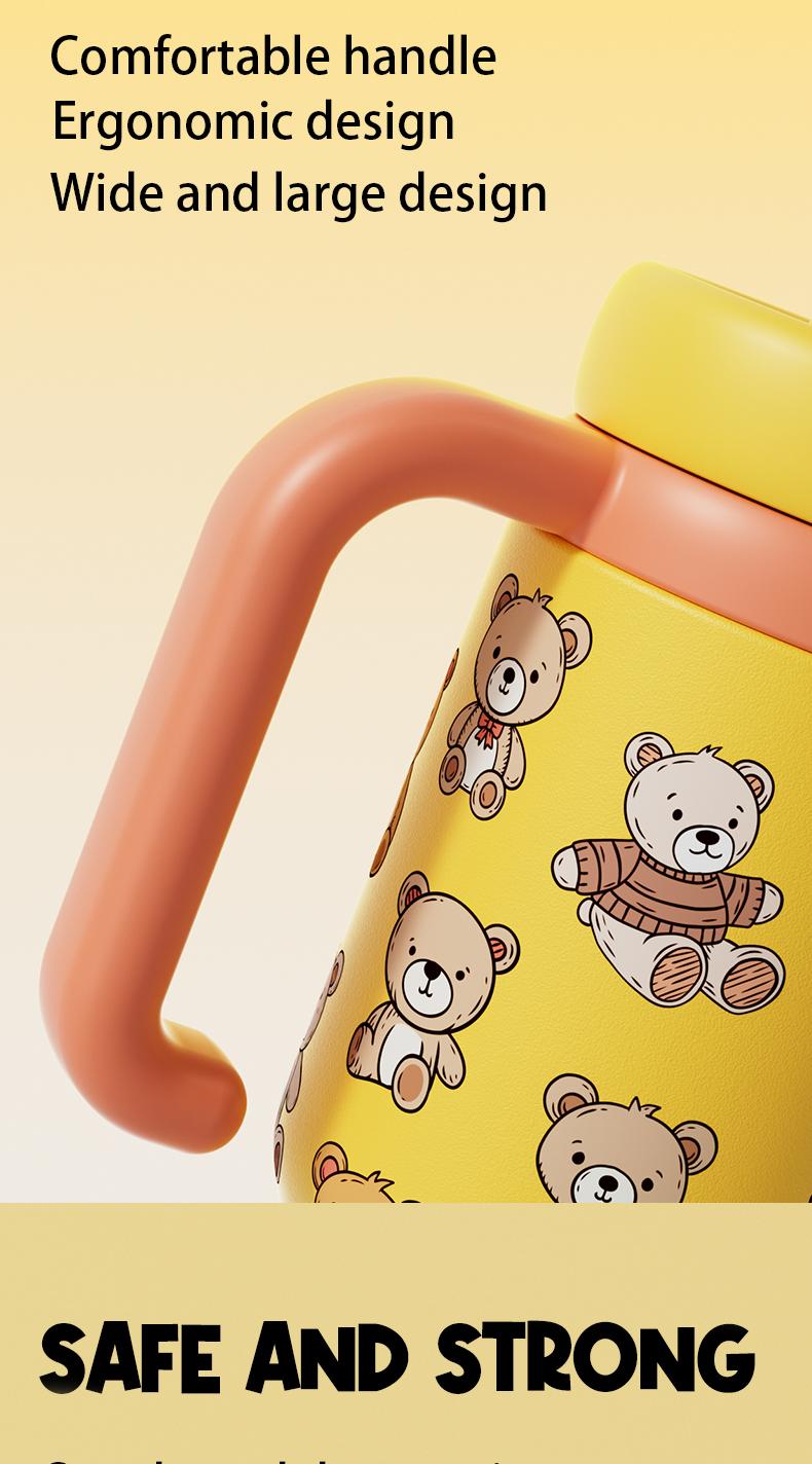 【COMOBEBE】24oz Stainless Steel Whale Fountain Tumbler – Adorable Pattern Designs, Spill-Proof, Dual Lids, Dishwasher Safe, Perfect for Kids & Adults