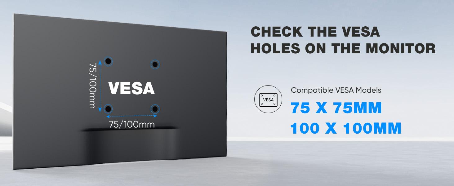 Monitor Stand - Adjustable Desk Mount Arm for 15 - 27  Inch Monitors, Supports up to 17.6lbs, Heavy Duty Screen Mount with Gas Spring, Clamp & Grommet Base, VESA Bracket 75/100 Compatible