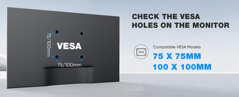 Monitor Stand - Adjustable Desk Mount Arm for 15 - 27  Inch Monitors, Supports up to 17.6lbs, Heavy Duty Screen Mount with Gas Spring, Clamp & Grommet Base, VESA Bracket 75/100 Compatible