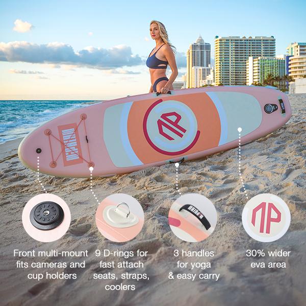 Niphean outdoor Inflatable Stand Up Paddle Board with SUP Accessories, Anti-Slip EVA Deck, 10’6’’ Inflatable Paddleboard for Adults & Youth of All Skill Level