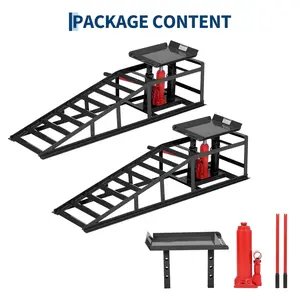 [FLASH SALE] Garvee 2-Pack Hydraulic Car Ramps, 5T/11000 lbs Capacity Low-Profile Car Lift with Adjustable Height (9.4"-13.34") for Trucks, Trailers, and Auto Repair in Garage, Black