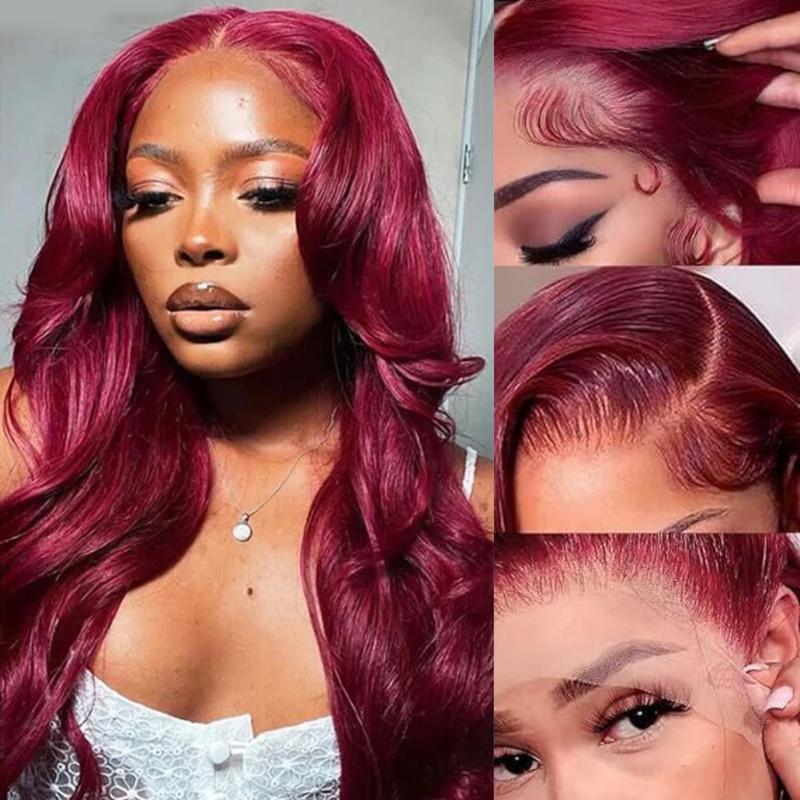 Bling Hair 32 34 Inch 13x6 Lace Front Wigs Human Hair Pre Plucked 99j Burgundy Body Wave 13x4 Lace Front Wigs For Black Women 180 Density