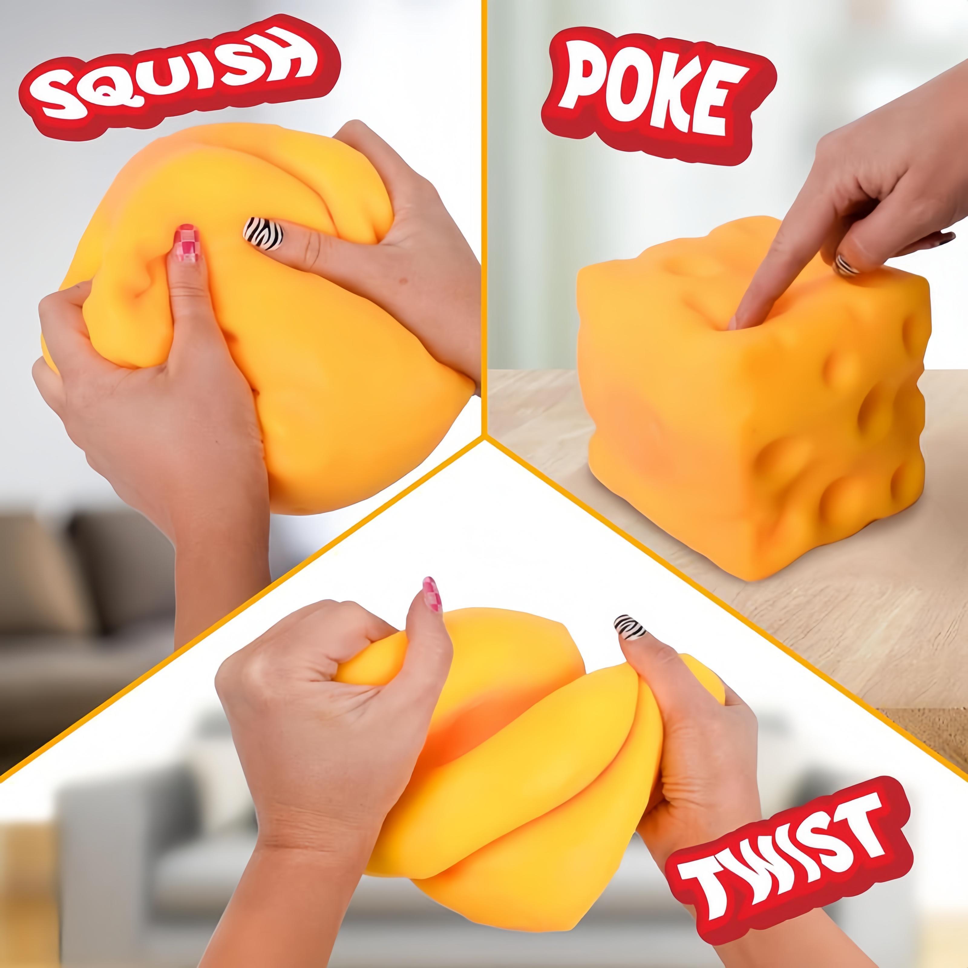 Jumbo Cheese Squishy - 10cm Slow Rebound Fidget Toy| Soft EVA Flour-Filled Stress Ball Funny Squishy Cheese Block – Yellow Moldable Sensory Fidget Toy with Squeeze Feature, Cute Creative Valentine’s Day Gift for Friends