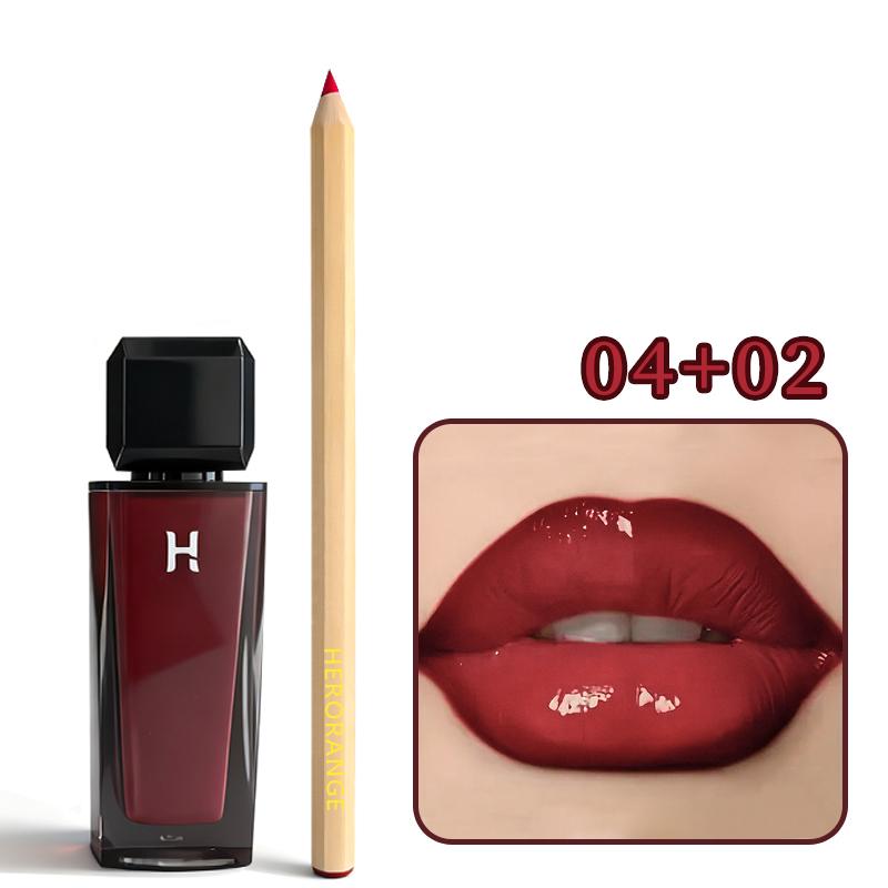 HERORANGE 2-Piece 2-in-1 Lip Stain & Oil Combo Set (#01+#02) - Hydrating Lipstick, Long-Lasting Glossy Lipgloss, Non-Sticky Plumping Lip Care, Universal Flattering Shades, Ideal for Parties, Gift Sets for Women, Cosmetic