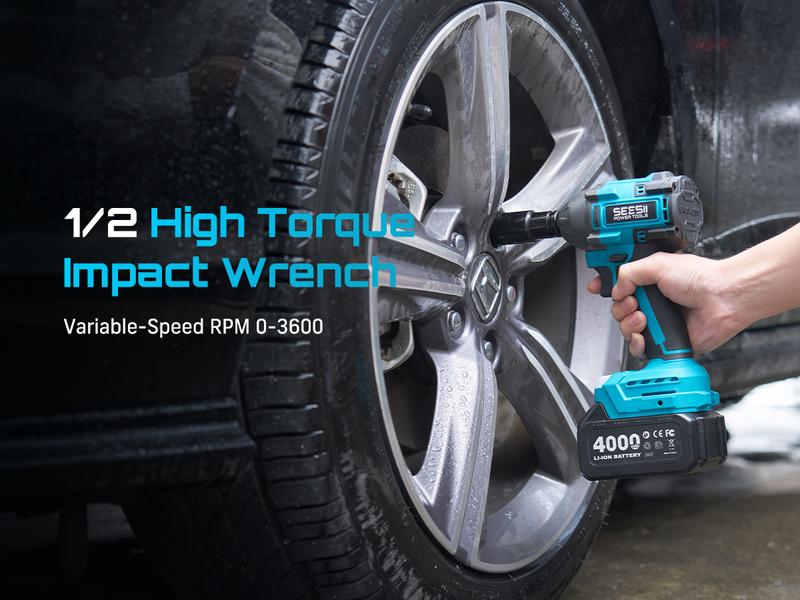 SEESII 3-in-1 Cordless Power Tool Set: Electric Rotary Hammer, Cordless Angle Grinder & Brushless Impact Wrench - Heavy Duty Combo Kit with 2x 4.0Ah Batteries for Construction, Automotive Repair & Metal Fabrication, 3ML