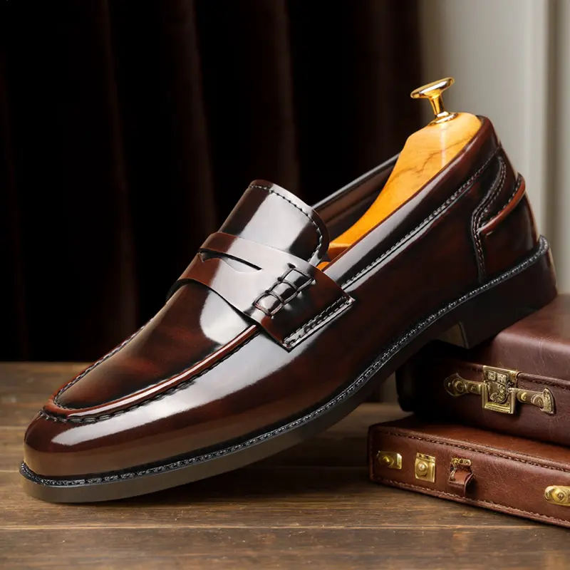 New men's black round-toe business casual shoes, stylish brown portable office commuting shoes, suitable for weddings and various occasions 8661