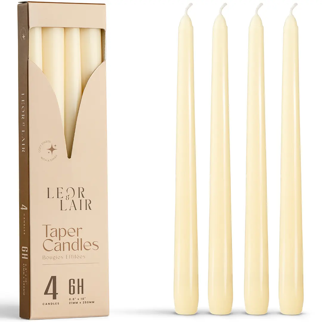 Leor & Lair Taper Candles - 4 Pack 10" Unscented Long Burning Candlesticks for Home Decor, Halloween, Fall, Christmas, Weddings, , Gothic
